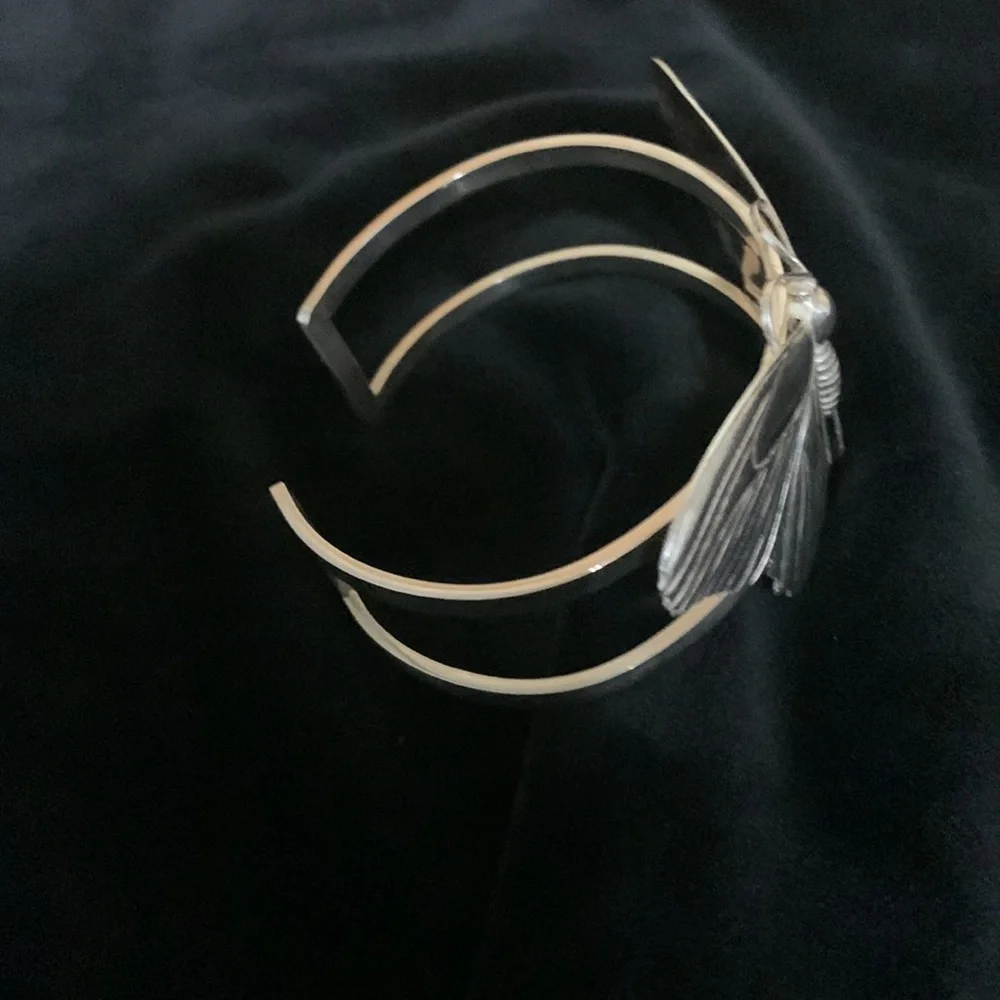 Large Silver Butterfly Bracelet - Picture 2 of 11